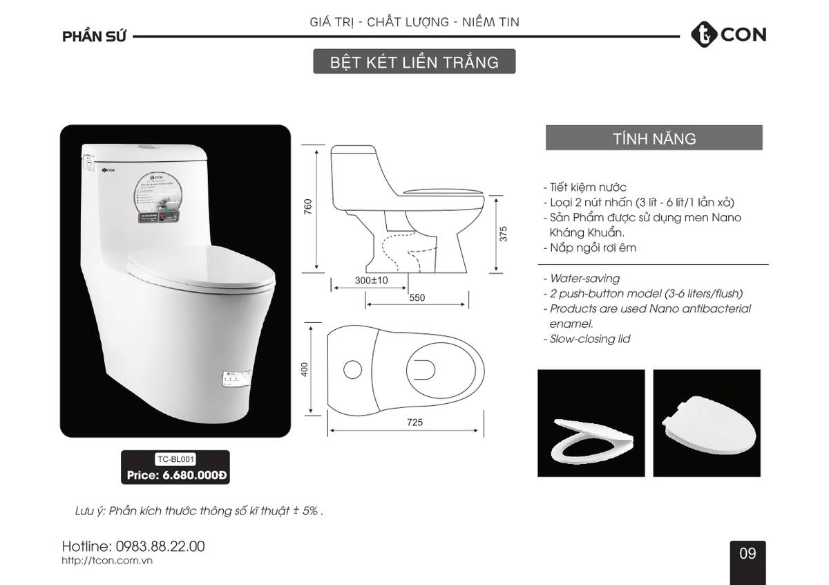 Catalogue và Bảng giá Thiết bị vệ sinh TCON mới nhất 2024 /Page 9